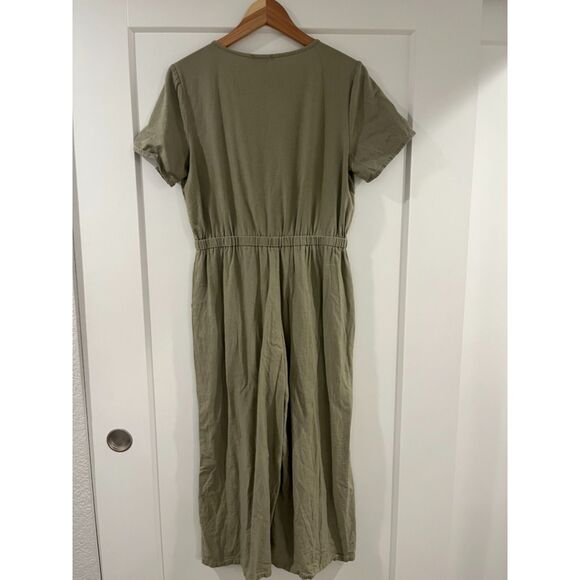 Cotton On Womens Sage Green Button Up Wide Leg Jumpsuit w. Pockets Medium - Picture 2 of 5